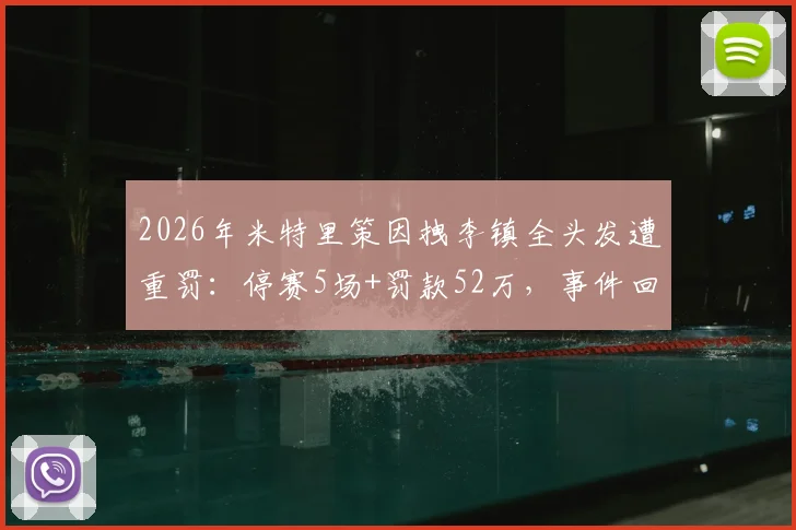 2026年米特里策因拽李镇全头发遭重罚：停赛5场+罚款52万，事件回顾与处罚细节全解析